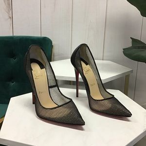 Christian Louboutin Follies Resille 100 Fishnet Pumps